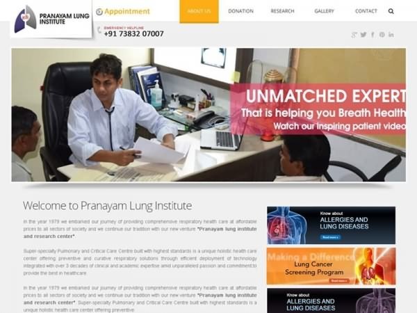Website layout, Pranayam Lung Institute